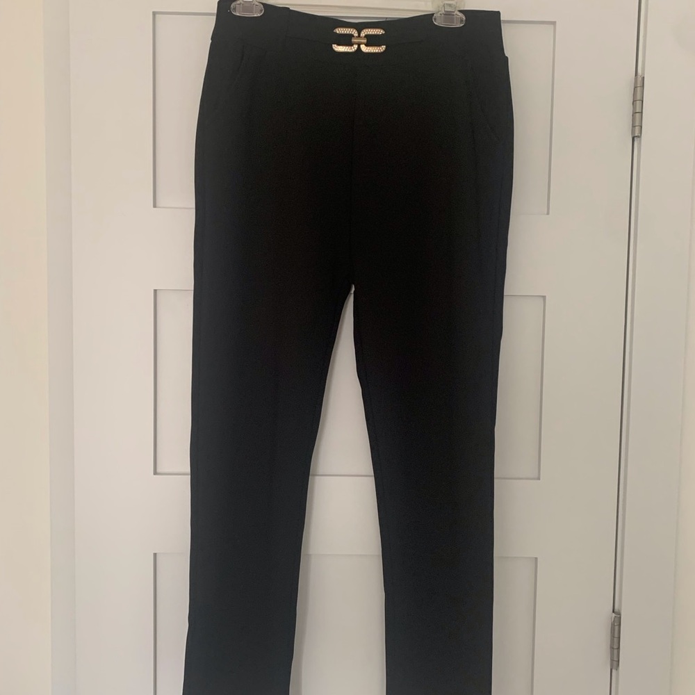 Black Pants with Gold Accent